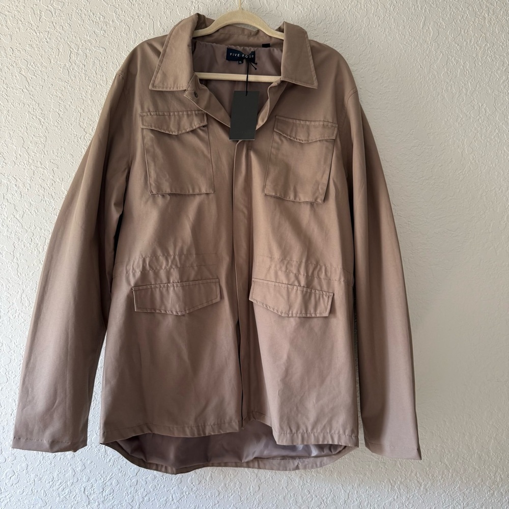 Five Four Tan Utility Jacket with Collared Neckline